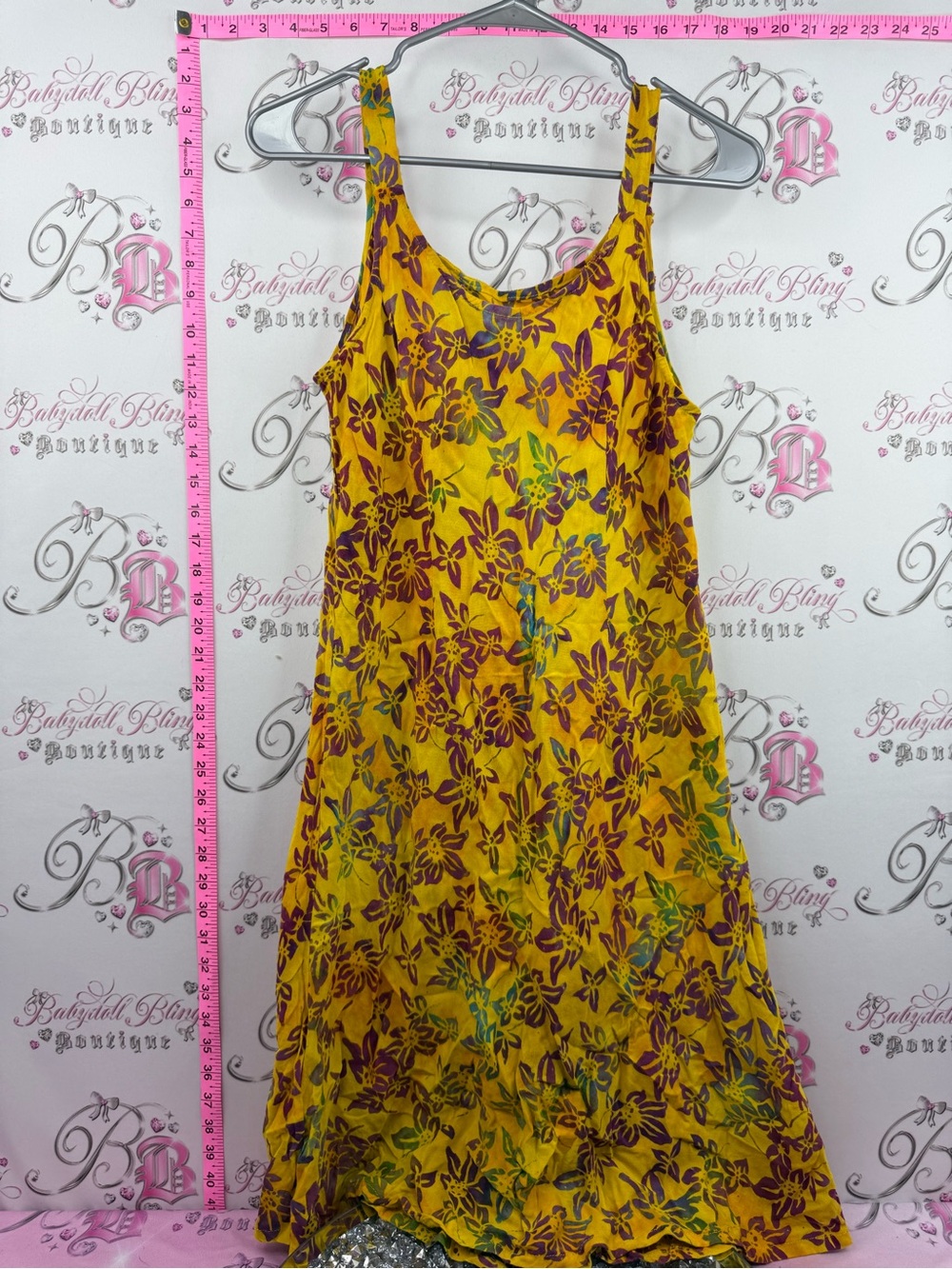Dress Hawaii tie dye flowers Yellow Floral Sleeveless Summer Dress